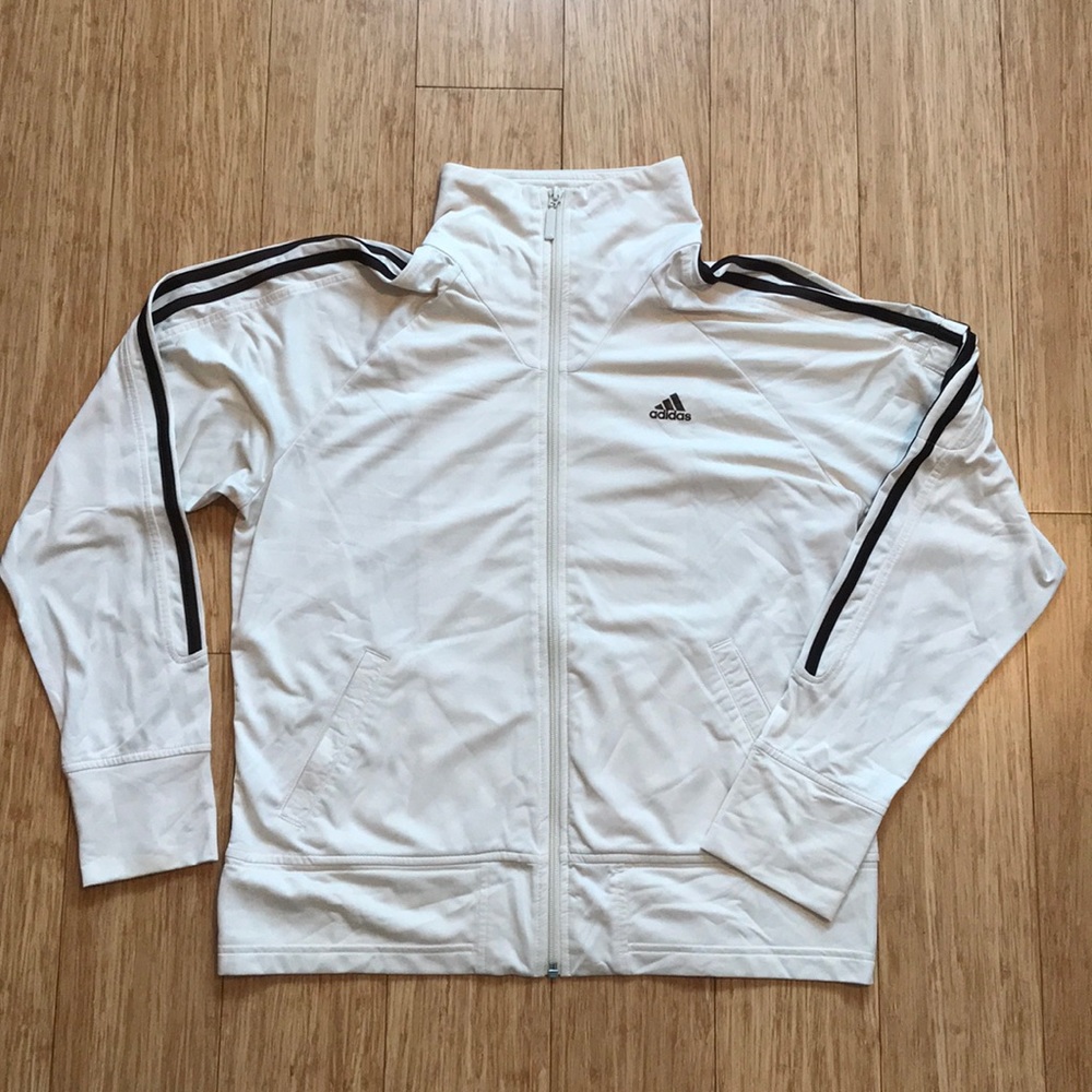 Adidas Ivory & Brown Track Jacket - Large